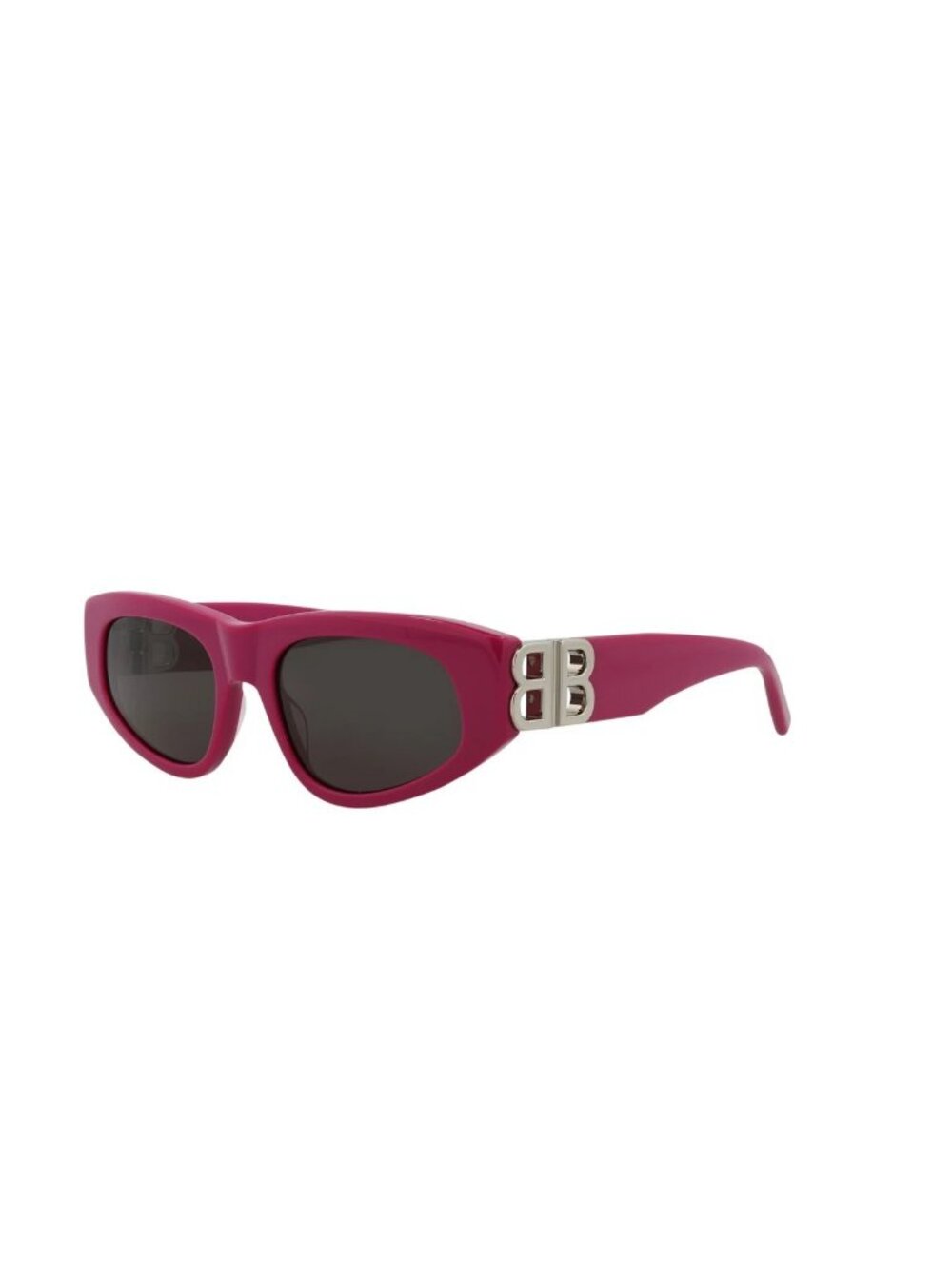 New Balenciaga Women's Sunglasses Cat Eye Recycled Acetate Frame Fuchsia Silver